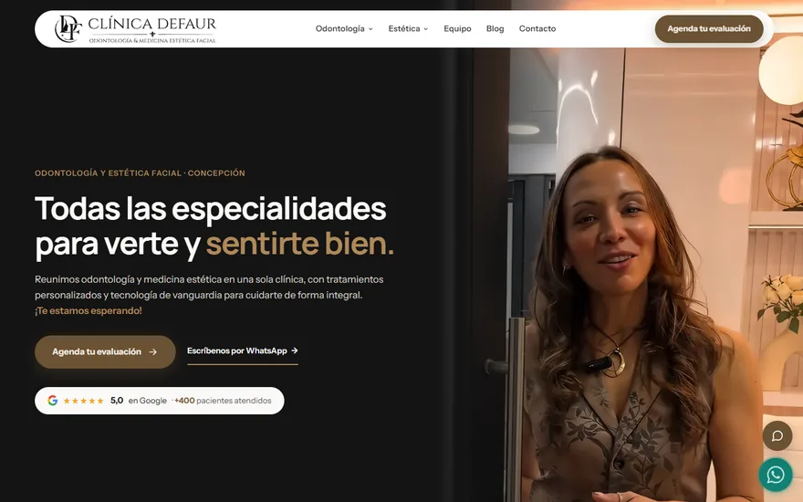 Sitio de Clínica Defaur, odontología y medicina estética facial