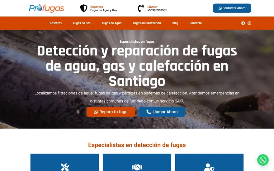 Sitio de Profugas, detección de fugas de agua y gas